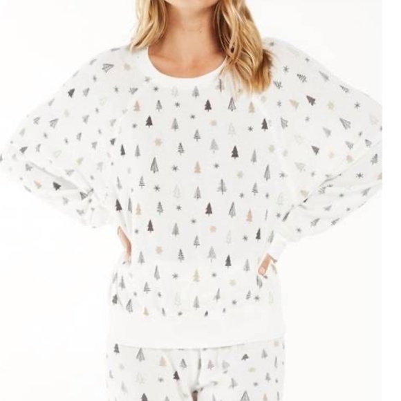 Z SUPPLY christmas tree long sleeved top in white Extra Small XS - Picture 6 of 6